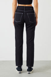  Ra Denim-Mira Boyfriend Fit Stay Black Contrast Stitch Women's Jeans-4