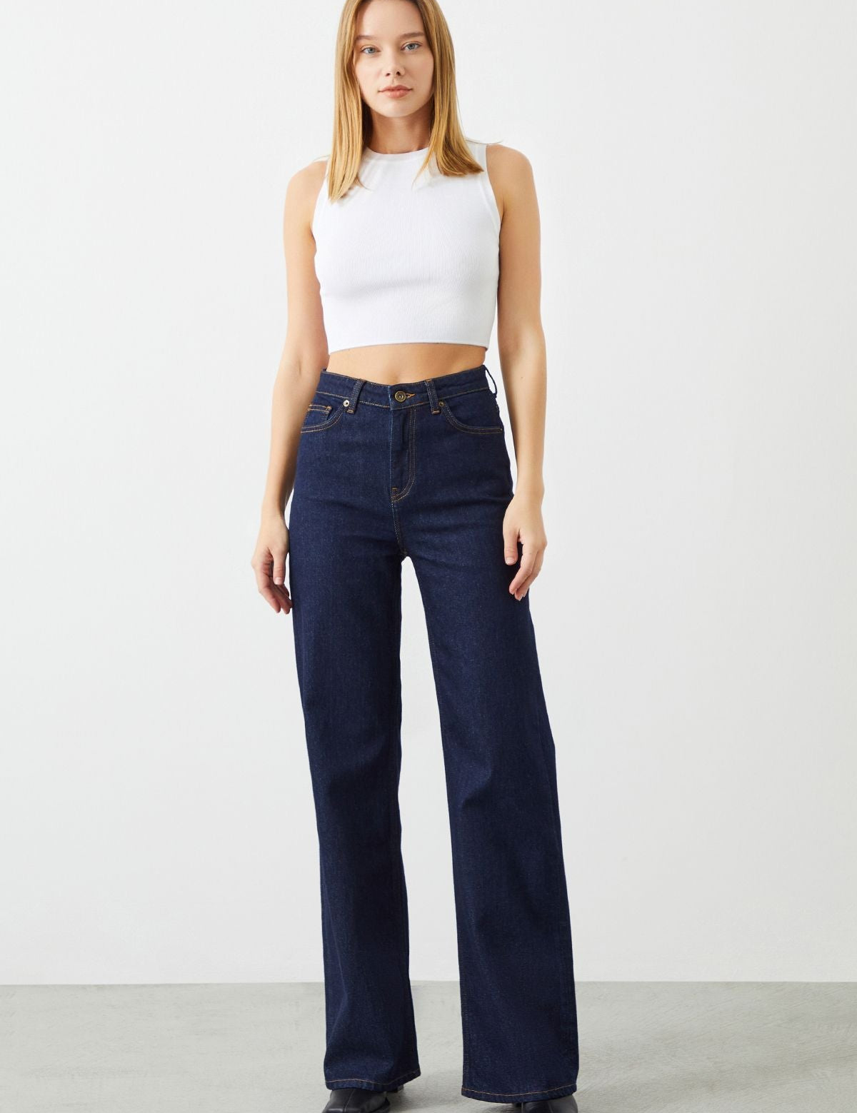  Ra Denim-Odin Wide Leg Fit Dark Blue Women's Jeans-2