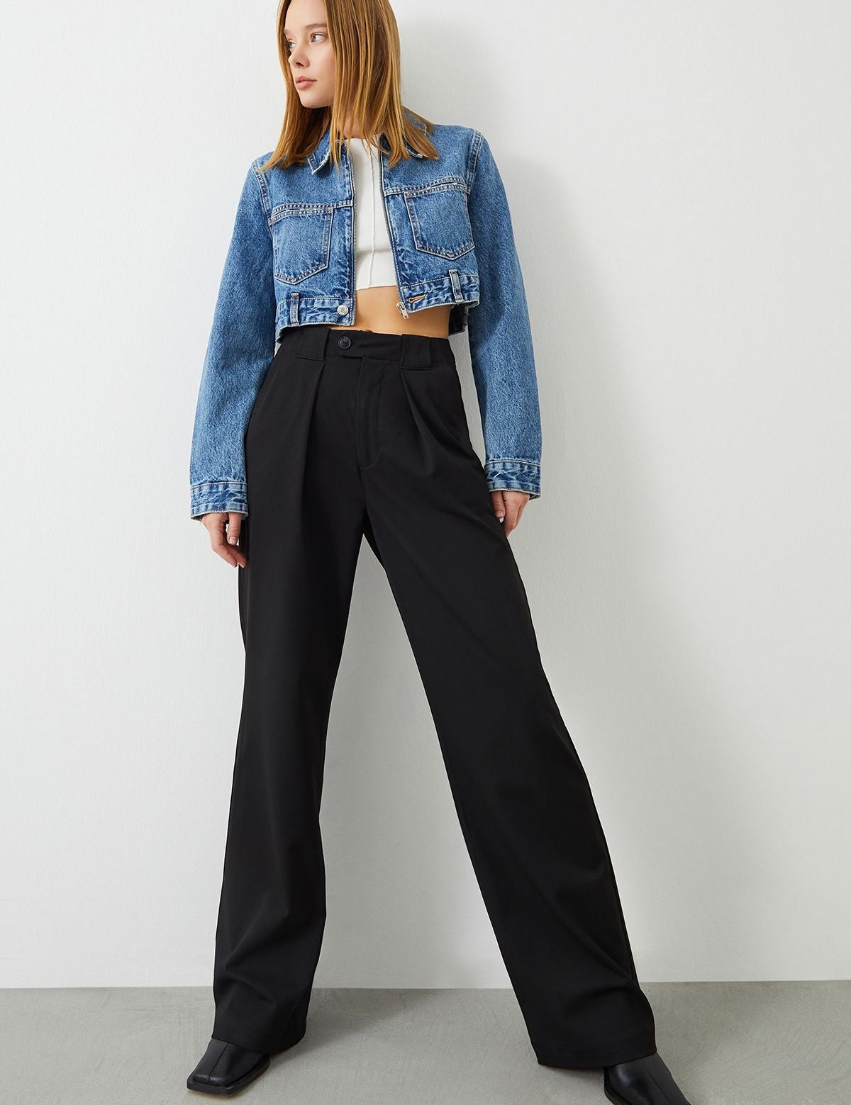  Ra Denim-Juliet Palazzo Fit Black Women's Chino Pants-1