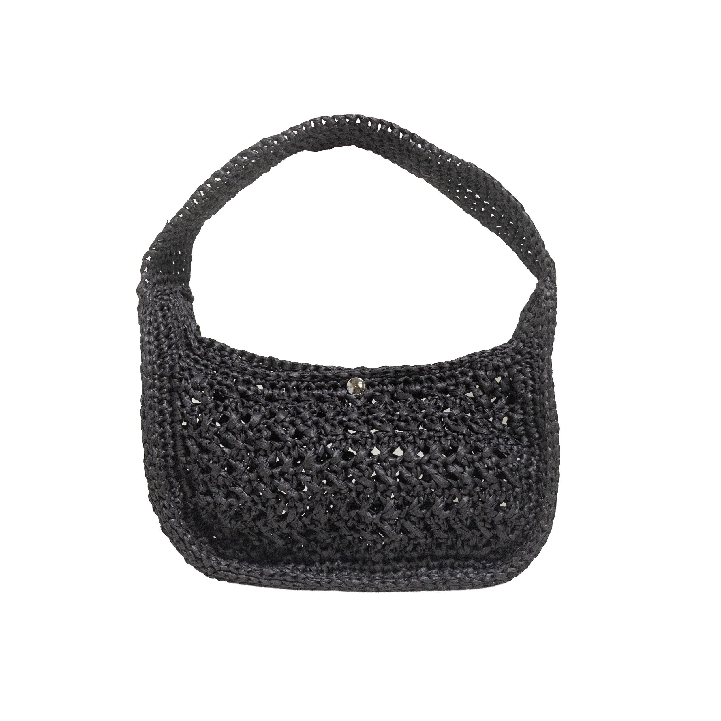 Atelier Bagatelle Riviera Raffia Bag in black, product view – 99things.ch