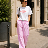 Candy-Striped Cotton Wide-Leg Pants