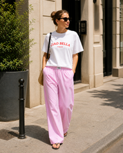 Candy-Striped Cotton Wide-Leg Pants