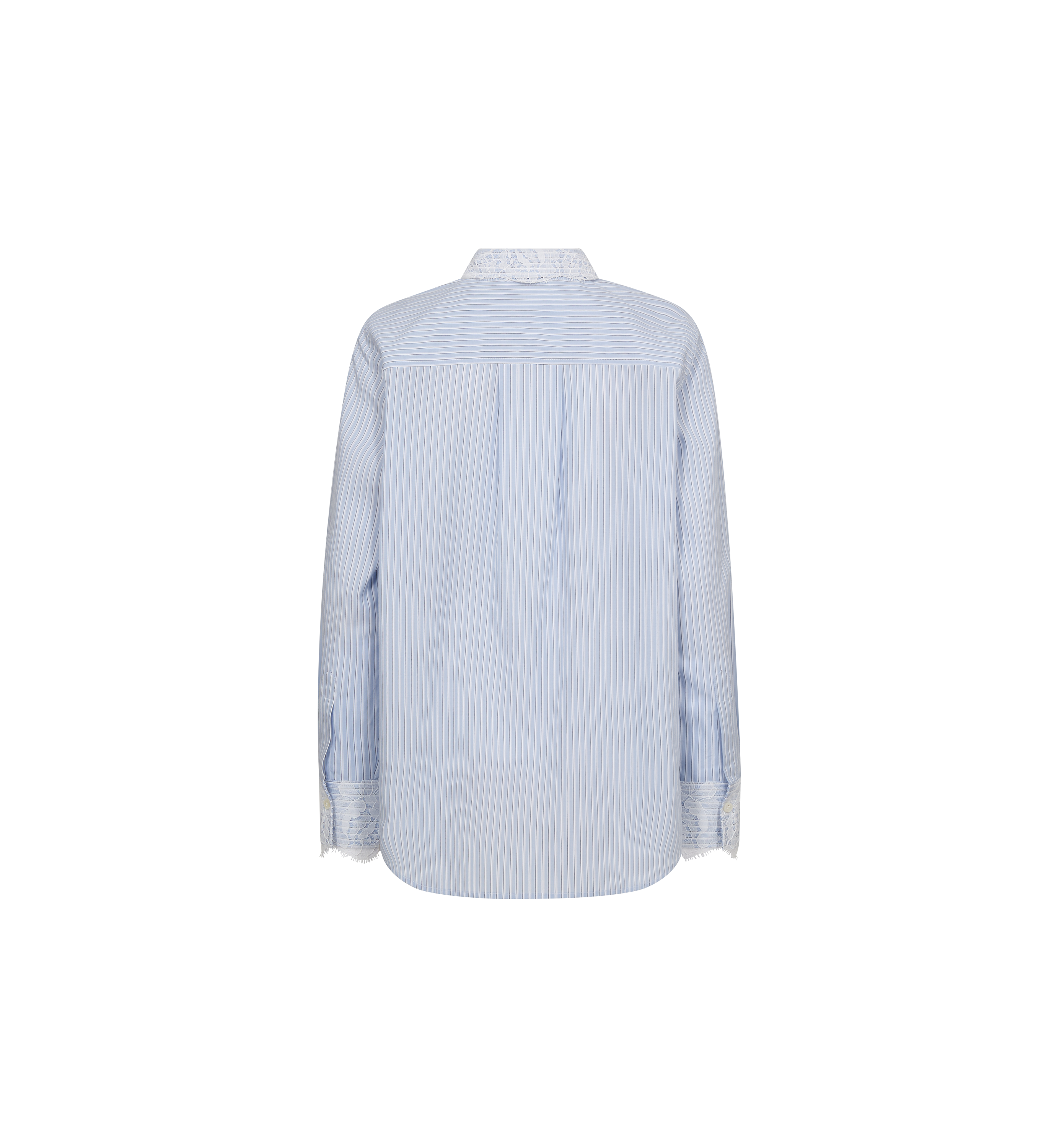 Mos Mosh Elinda stripe lace shirt in Brunnera blue, back view – 99things.ch