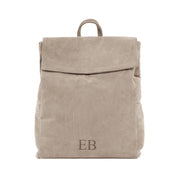 Light Grey Emmy Boo backpack Lipari in suede crust leather with customizable monogram and top handle.