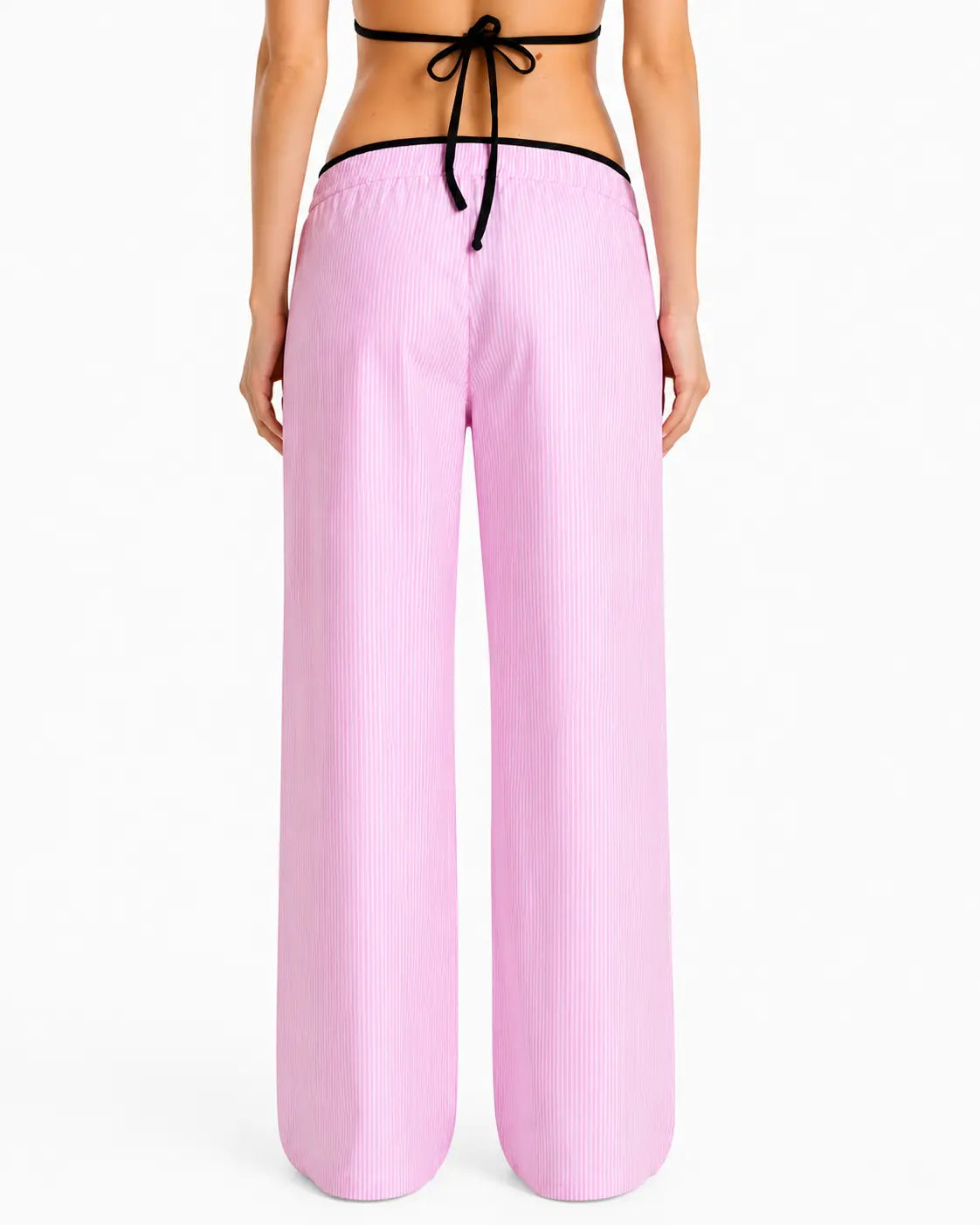 Candy-Striped Cotton Wide-Leg Pants