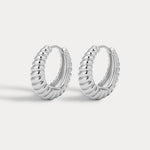Luv AJ Ridged Marbella Hoops in silver