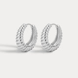 Luv AJ Ridged Marbella Hoops in silver