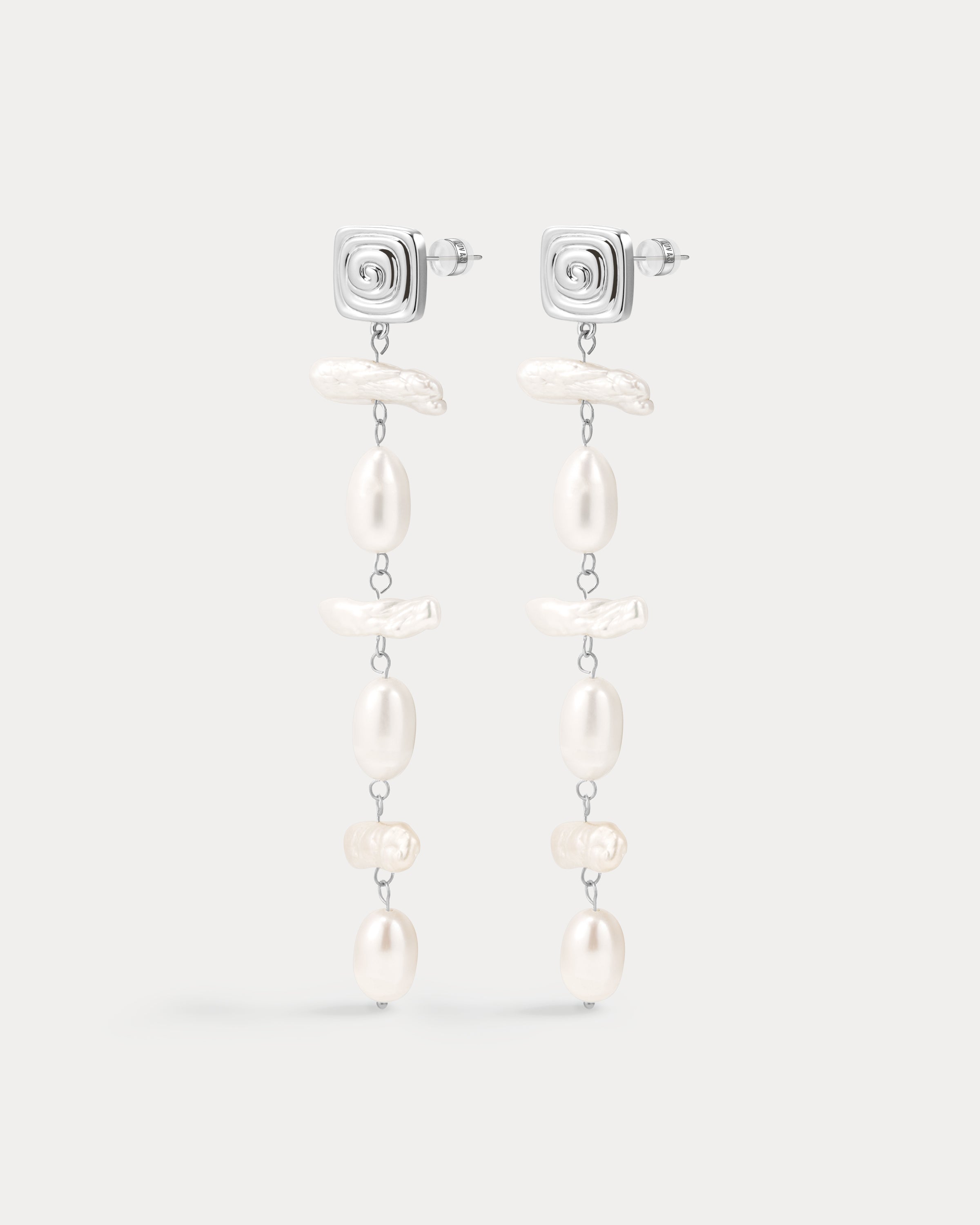 Luv AJ Seychelles Pearl Drop Studs in silver