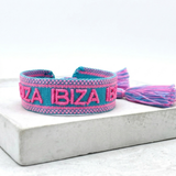 IBIZA IBIZA IBIZA Woven Statement Bracelet — Turquoise & Pink