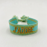 J'ADORE Statement Woven Bracelet — Turquoise & Toffee