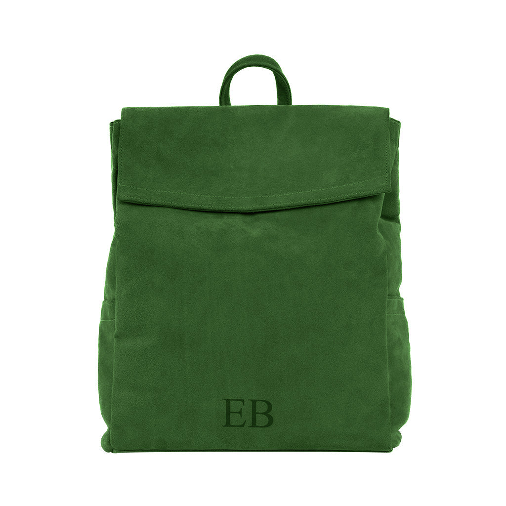 Emmy Boo Backpack Lipari in green suede crust leather with adjustable shoulder straps..