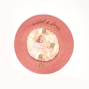 Super cute pink hand embroidered beret by Swiss Hatwear brand ULALAND