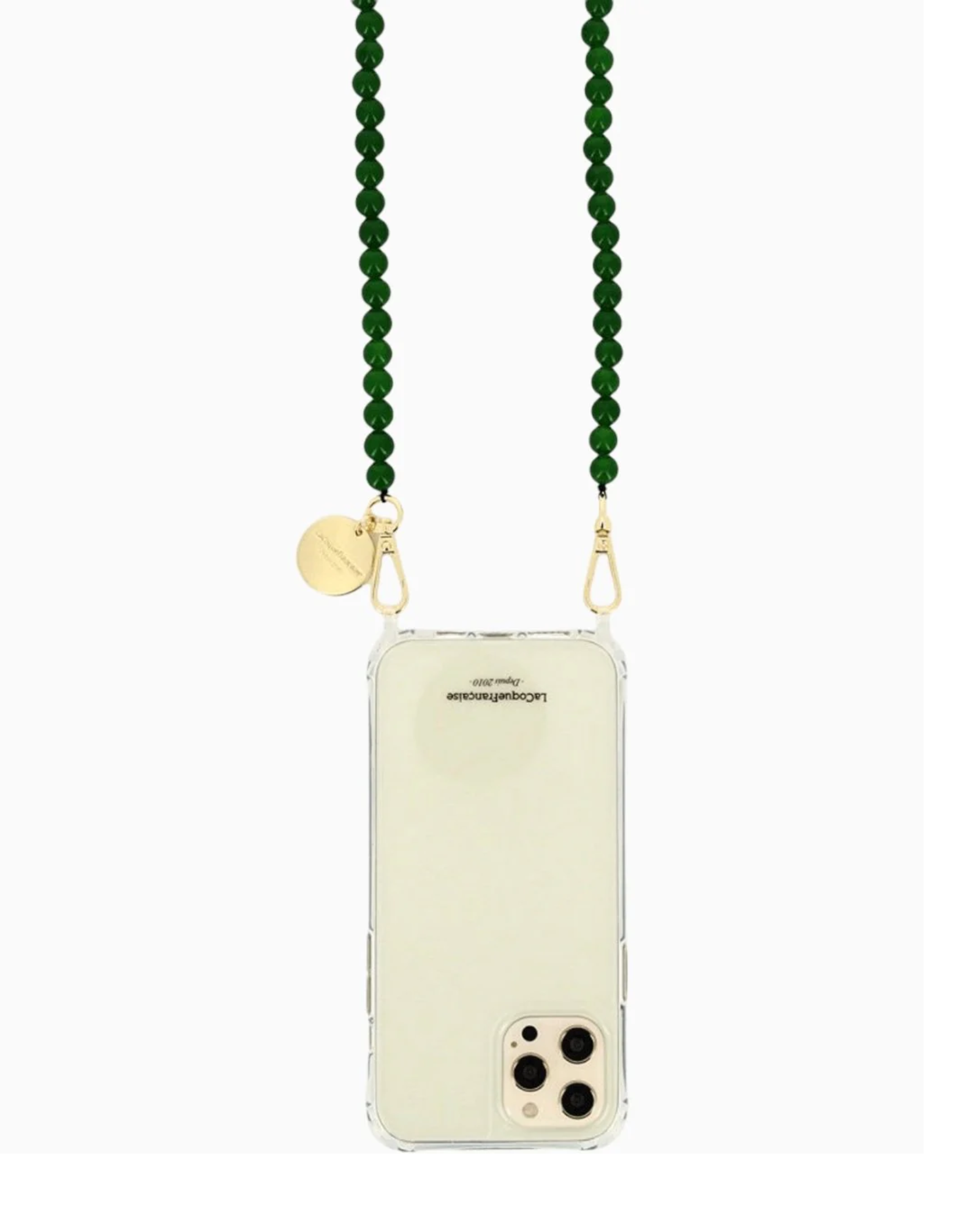 CARLA Phone Chain Green Chalcedony elegant beaded crossbody smartphone accessory with green gemstone style beads