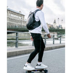 Model wearing the ARSAYO Original vegan backpack in black