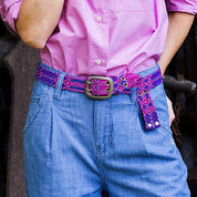 Adriana Hadnwoven Belt - Berry