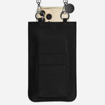 Bahia Vegan Leather Phone Bag with Strap in Black stylish crossbody phone pouch for smartphones