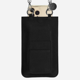 Bahia Vegan Leather Phone Bag with Strap in Black stylish crossbody phone pouch for smartphones