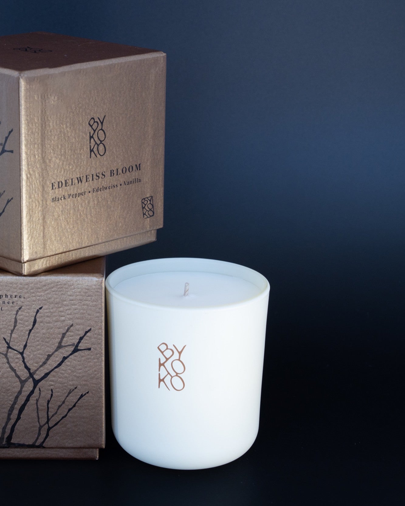 BYKOKO Edelweiss Bloom scented candle with its gift box