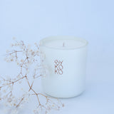 BYKOKO Edelweiss Bloom scented candle styled with dried flowers
