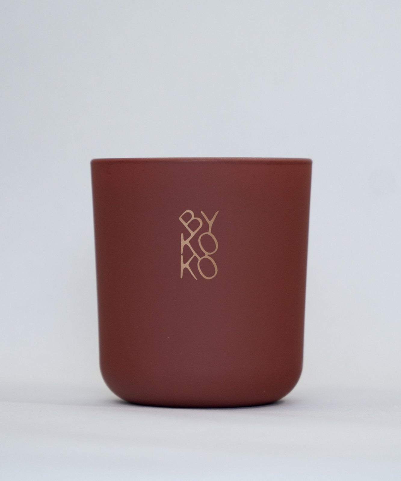 BYKOKO Peony Romance scented candle in matt terracotta glass