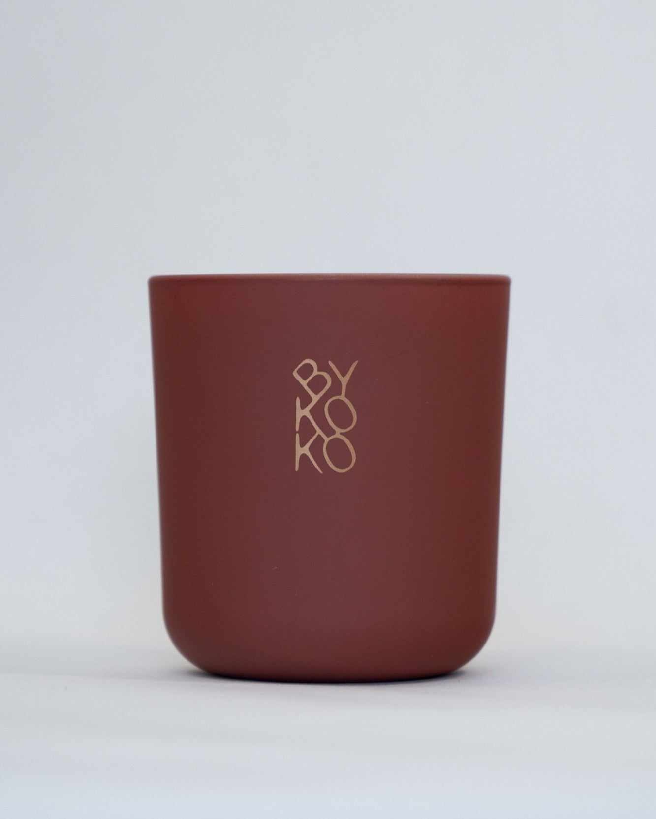 BYKOKO Peony Romance scented candle in matt terracotta glass