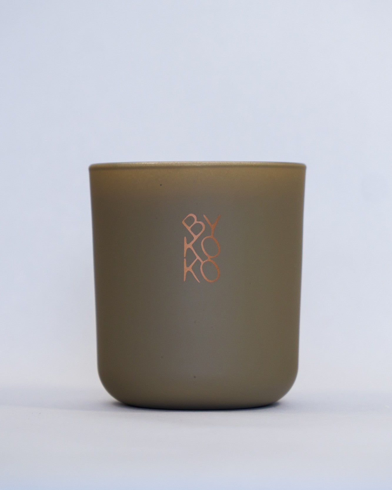 BYKOKO Serene Ritual scented candle in matt khaki-beige glass