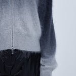 Close-up of the brushed knit and grey-to-black ombré of the C~RUSH Dip Toto jacket