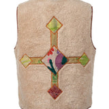 Cofur Kantha Sherpa Gilet – Ecru & Anise Green – back view