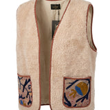 Cofur Kantha Sherpa Gilet – Ecru & Anise Green – front view
