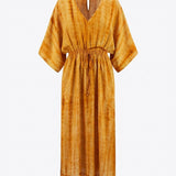 Cofur 'Lombock' Silk Kaftan Dress – Saffron – front view