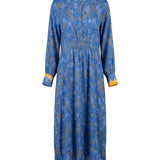 Cofur 'Manhattan' Silk Shirt Dress – Azure & Saffron – front view