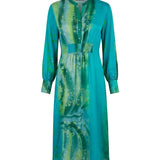 Cofur 'Manhattan' Silk Shirt Dress – Turquoise & Soft Green – front view