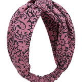 Cofur Silk Headband – Mauve & Black – front view