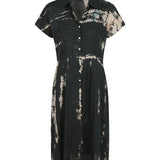 Cofur Silk Shirt Dress – Black & Ecru – front view