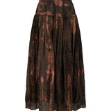 Cofur 'Vienna' Long Sari Silk Skirt – Chocolate & Copper – front view