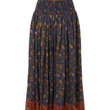 Cofur 'Vienna' Long Sari Silk Skirt – Navy & Red – front view
