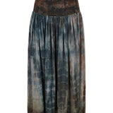 Cofur 'Vienna' Long Sari Silk Skirt – Storm Blue & Brown – front view