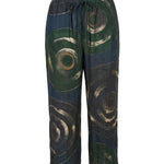 Cofur Wide-Leg Silk Trousers – Black & Green – detail