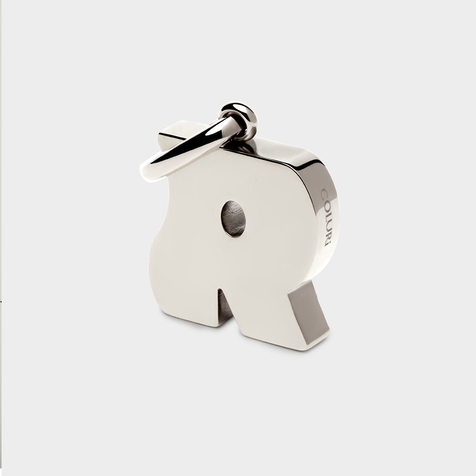 Coluri letter R charm in silver, 28 mm