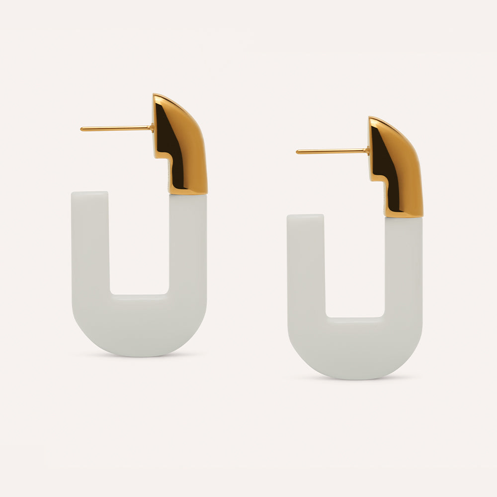 Coluri Lorde link earrings in snow white with gold posts