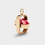 Coluri Talisman charm with a rose pink stone in gold, side view