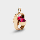 Coluri Talisman charm with a scarlet stone in gold, side view