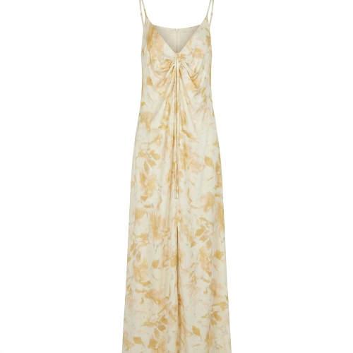 COSSAC long ecru dress with a yellow floral print