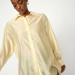 MOS MOSH MMDanika shear shirt in Vanilla, sustainable TENCEL™ Lyocell, relaxed silk-touch fit.