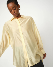 MOS MOSH MMDanika shear shirt in Vanilla, sustainable TENCEL™ Lyocell, relaxed silk-touch fit.