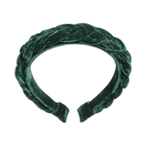 Emerald green braided silk velvet headband with softly structured padded shape.