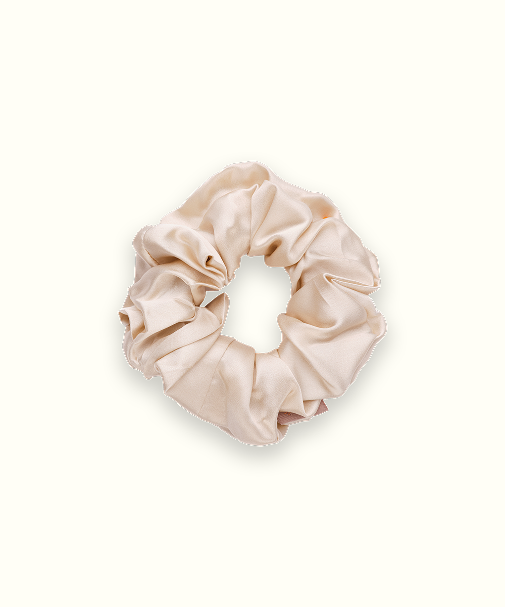 Emily's Pillow large pure silk 'Le Gros' scrunchie in champagne