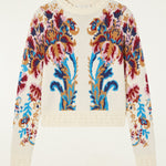 Farm Rio Arabesque cropped jumper, off-white – laid flat