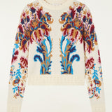 Farm Rio Arabesque cropped jumper, off-white – laid flat