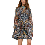 FARM Rio Balamana Multicolor Mini Dress view showcasing colorful artwork and feminine design.